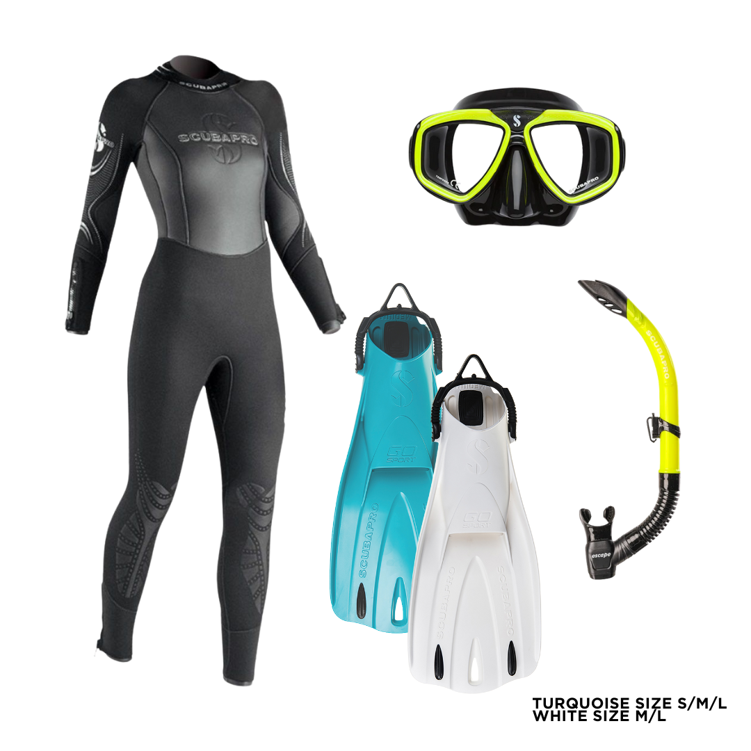 Scubapro Thermal Tec Wetsuit Mask Fins Package Set - Womens